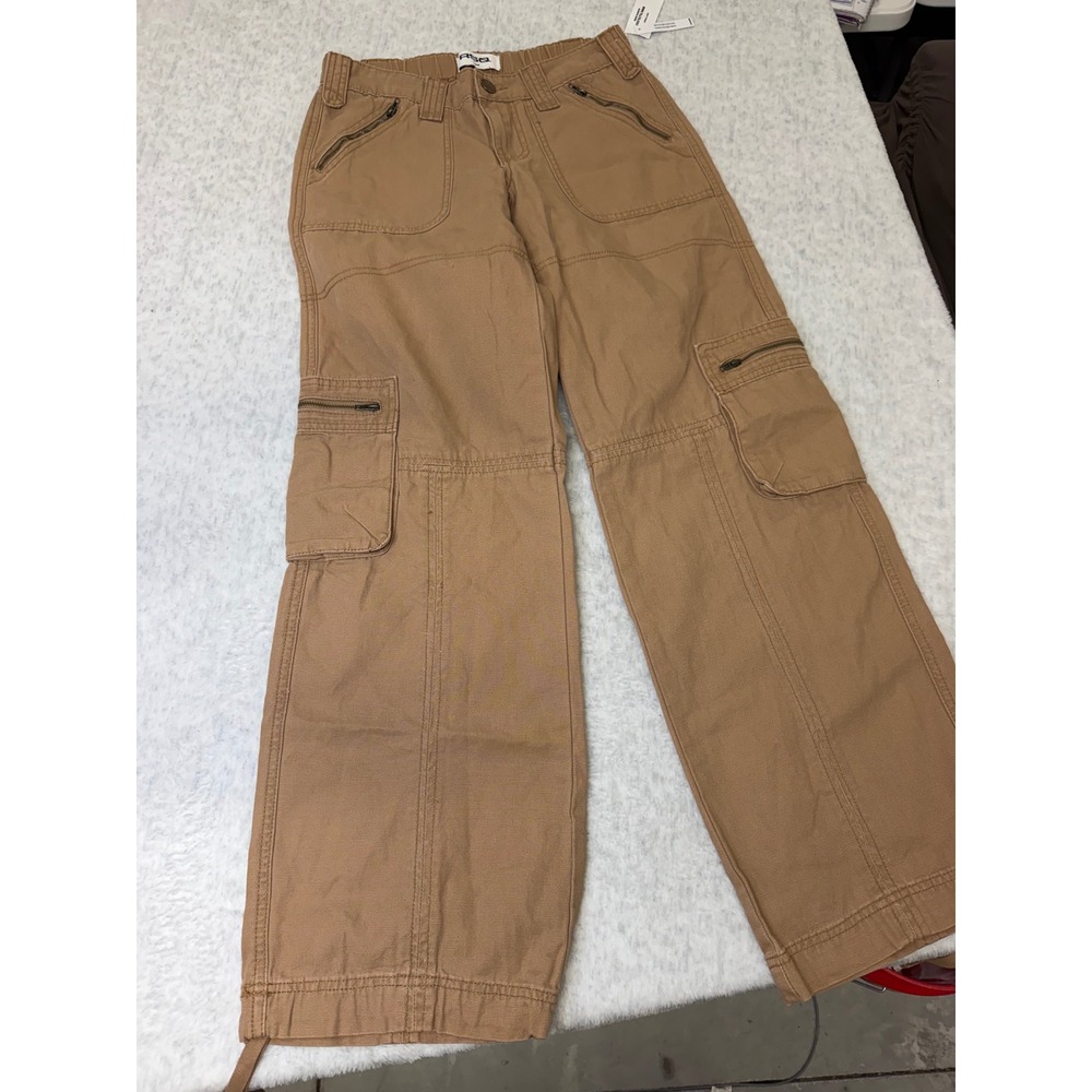 RSQ Women Brown Low Rise Overdye Cargo Z Wide Leg Pants XS NWT